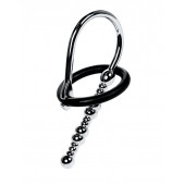 Серебристый уретральный плаг-бусины TOYFA Metal с мягким фиксириющим кольцом - ToyFa - купить с доставкой в Симферополе