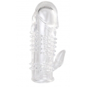 Прозрачная гелевая насадка с шипами и клиторальным отростком - 13 см. - Toyfa Basic - в Симферополе купить с доставкой