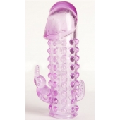 Закрытая фиолетовая насадка с 2 отростками - 13 см. - Toyfa Basic - в Симферополе купить с доставкой