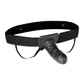 Чёрный полый страпон с вибрацией Unisex Vibrating Hollow Strap-On - 14 см. - Lux Fetish - купить с доставкой в Симферополе