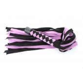 Черно-розовая плеть из замши - 58 см. - БДСМ Арсенал - купить с доставкой в Симферополе