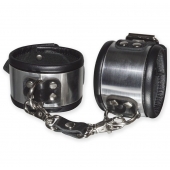 Эффектные серебристо-черные наручники с металлическим блеском - Sitabella - купить с доставкой в Симферополе