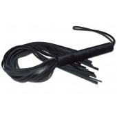 Чёрная кожаная плеть с жесткой ручкой - 63 см. - Sitabella - купить с доставкой в Симферополе