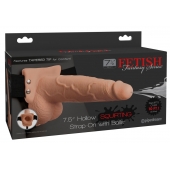 Телесный полый страпон с имитацией эякуляции 7.5  Hollow Squirting Strap-On with Balls Flesh - 21,6 см. - Pipedream - купить с доставкой в Симферополе