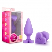 Фиолетовая анальная пробка Naughty Candy Heart Do Me Now - 8,9 см. - Blush Novelties - купить с доставкой в Симферополе