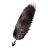 Серебристая металлическая анальная втулка с хвостом чернобурой лисы - размер S - ToyFa - купить с доставкой в Симферополе