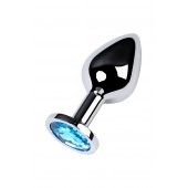 Серебристая конусовидная анальная пробка с голубым кристаллом - 8 см. - ToyFa - купить с доставкой в Симферополе