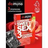 Презервативы для орального секса DOMINO Sweet Sex с ароматом клубничного коктейля  - 3 шт. - Domino - купить с доставкой в Симферополе
