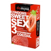 Презервативы для орального секса DOMINO Sweet Sex с ароматом клубничного коктейля  - 3 шт. - Domino - купить с доставкой в Симферополе