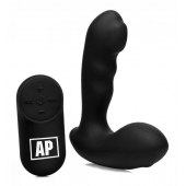 Черный стимулятор простаты Alpha-Pro 7X P-Milker Silicone Prostate Stimulator with Milking Bead - XR Brands - в Симферополе купить с доставкой