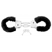 Меховые чёрные наручники Beginner s Furry Cuffs - Pipedream - купить с доставкой в Симферополе
