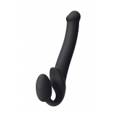 Черный безремневой страпон Silicone Bendable Strap-On M - Strap-on-me - купить с доставкой в Симферополе