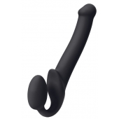 Черный безремневой страпон Silicone Bendable Strap-On M - Strap-on-me - купить с доставкой в Симферополе