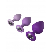 Набор из 3 фиолетовых анальных пробок со стразами Little Gems Trainer Set - Pipedream - купить с доставкой в Симферополе