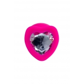 Розовая анальная втулка Diamond Heart с прозрачным кристаллом - 9,5 см. - ToyFa - купить с доставкой в Симферополе