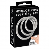 Набор из 3 эрекционных колец под металл Metallic Silicone Cock Ring Set - Orion - в Симферополе купить с доставкой