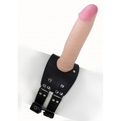 Черный узкий пояс на бедро с телесной насадкой - LOVETOY (А-Полимер) - купить с доставкой в Симферополе