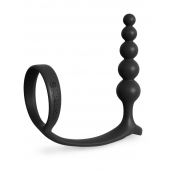 Черная анальная цепочка с эрекционным кольцом Ass-gasm Cockring Anal Beads - Pipedream - в Симферополе купить с доставкой