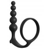 Черная анальная цепочка с эрекционным кольцом Ass-gasm Cockring Anal Beads - Pipedream - в Симферополе купить с доставкой