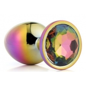 Голографическая анальная втулка с радужным кристаллом - 7,1 см. - Dream Toys - купить с доставкой в Симферополе