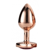 Золотистая анальная втулка с кристаллом-сердечком розового цвета - 7,1 см. - Dream Toys - купить с доставкой в Симферополе