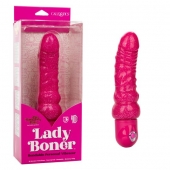 Розовый вибратор-реалистик с блестками Naughty Bits Lady Boner Bendable Personal Vibrator - 20 см. - California Exotic Novelties