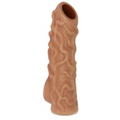 Телесная насадка с венками и открытой головкой Nude Sleeve M - 12 см. - KOKOS - в Симферополе купить с доставкой