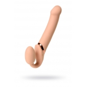 Телесный безремневой вибрострапон Vibrating Bendable Strap-On L - Strap-on-me - купить с доставкой в Симферополе