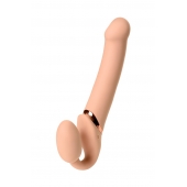Телесный безремневой вибрострапон Vibrating Bendable Strap-On L - Strap-on-me - купить с доставкой в Симферополе