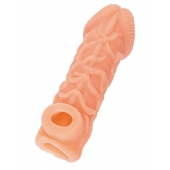 Телесная закрытая насадка с венками Cock Sleeve Size S - 13,8 см. - KOKOS - в Симферополе купить с доставкой