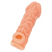 Телесная закрытая насадка с венками Cock Sleeve Size L - 17,6 см. - KOKOS - в Симферополе купить с доставкой