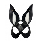 Черная маска зайки с белым мехом на ушках Miss Bunny - БДСМ Арсенал - купить с доставкой в Симферополе