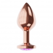 Пробка цвета розового золота с фиолетовым кристаллом Diamond Amethyst Shine S - 7,2 см. - Lola Games - купить с доставкой в Симферополе