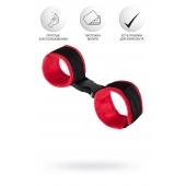 Красно-черные велюровые наручники Anonymo - ToyFa - купить с доставкой в Симферополе