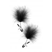 Зажимы на соски с черными пуховыми кисточками Sweet Caress Feather Nipple Clumps - Sweet Caress - купить с доставкой в Симферополе