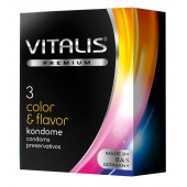 Цветные ароматизированные презервативы VITALIS PREMIUM color   flavor - 3 шт. - Vitalis - купить с доставкой в Симферополе
