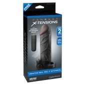 Чёрная вибронасадка с кольцом Vibrating Real Feel 2 Extension - 16 см. - Pipedream - в Симферополе купить с доставкой
