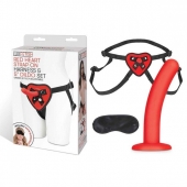Красный поясной фаллоимитатор Red Heart Strap on Harness   5in Dildo Set - 12,25 см. - Lux Fetish - купить с доставкой в Симферополе