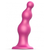 Розовая насадка Strap-On-Me Dildo Plug Beads size L - Strap-on-me - купить с доставкой в Симферополе