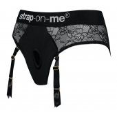 Черные трусики для насадок Diva Lingerie Harness - size S - Strap-on-me - купить с доставкой в Симферополе
