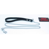 Металлический поводок с кожаной петлёй - БДСМ Арсенал - купить с доставкой в Симферополе