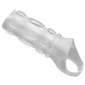 Насадка на пенис с кольцом для мошонки Clear Sensations Enhancer Sex Sleeve - 11,5 см. - XR Brands - в Симферополе купить с доставкой
