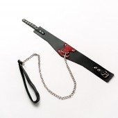 Черный широкий ошейник с красным декором и поводком - Crazy Handmade - купить с доставкой в Симферополе