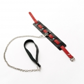 Черный ошейник с красным ремешком и поводком - Crazy Handmade - купить с доставкой в Симферополе