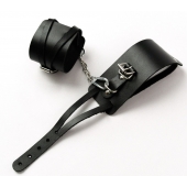 Черные кожаные оковы с креплением в виде веревочек - Crazy Handmade - купить с доставкой в Симферополе