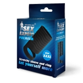 Черная открытая насадка на пенис с кольцом для мошонки XXXL-size - 9,9 см. - Sex Expert - в Симферополе купить с доставкой