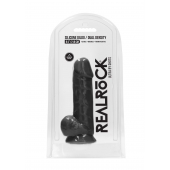 Черный фаллоимитатор Realistic Cock With Scrotum - 21,5 см. - Shots Media BV