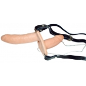 Телесный женский страпон с вагинальной пробкой Strap-On Duo - 15 см. - Orion - купить с доставкой в Симферополе