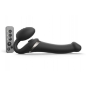 Черный безремневой страпон Multi Orgasm Size M с клиторальной стимуляцией - Strap-on-me - купить с доставкой в Симферополе