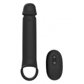 Черная насадка-удлинитель с вибрацией Vibrating Extender With Remote - Dream Toys - в Симферополе купить с доставкой
